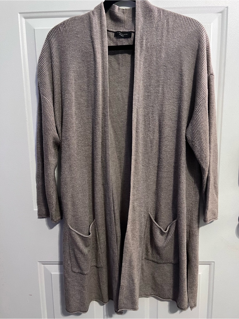 T Tahari Women's Open Ribbed Cardigan - Light Taupe